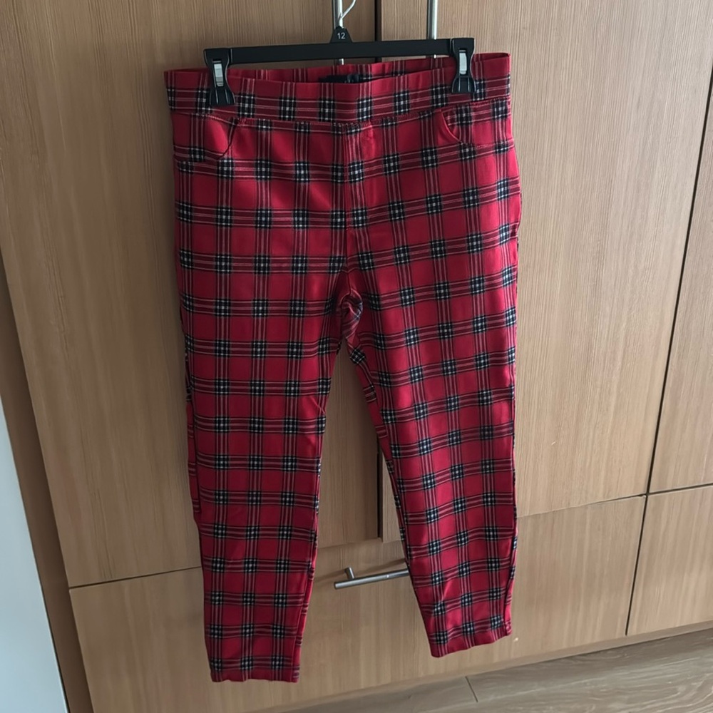 Sanctuary plaid leggings red plaid XL